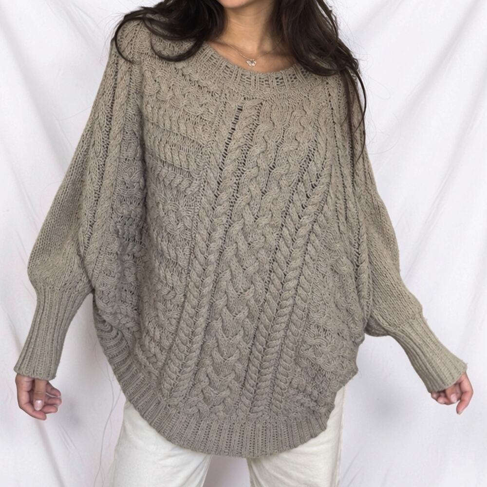 Anthropologie Angel of the North Textured Cable Knit Sweater Medium